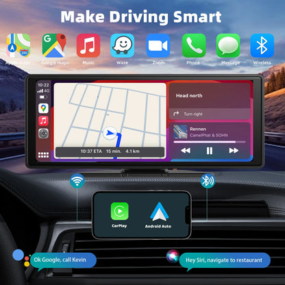 10.26" Inch HD Touchscreen With CarPlay, Bluetooth & Android Auto