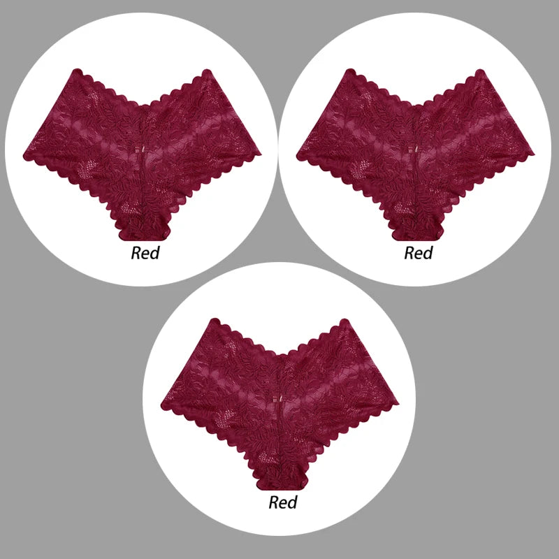 3PCS Underwear Sexy Lace Women Panties
