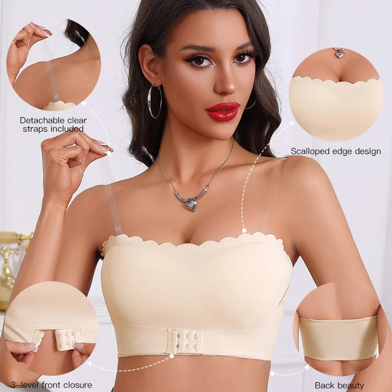 Women's Strapless Front Closure Wireless Bra