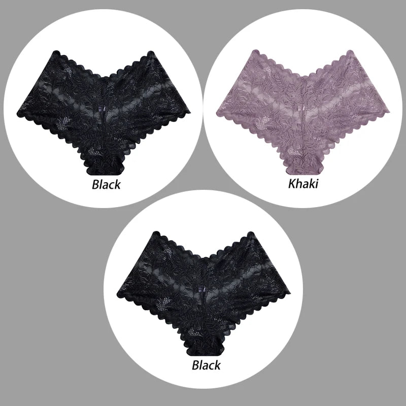 3PCS Underwear Sexy Lace Women Panties