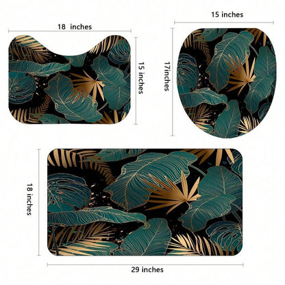 4pcs Emerald Green Shower Curtain Set