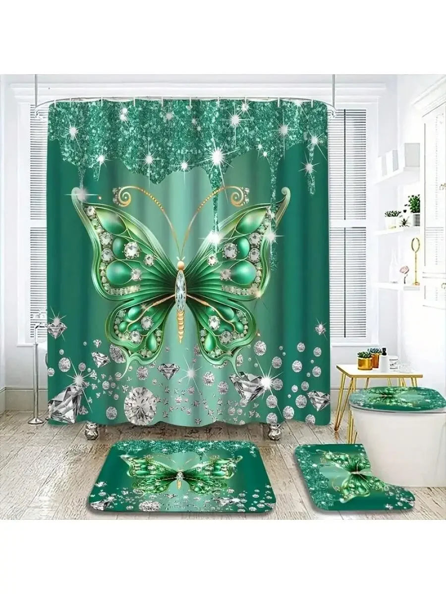 Green Butterfly Bathroom Set