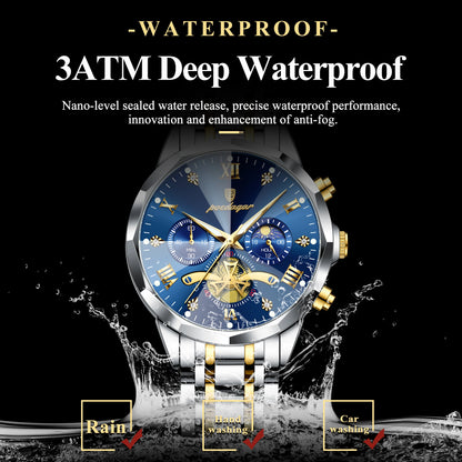 Original Luxury Men's Watch Waterproof Luminous Chronograph Men Wristwatch Stainless Steel Quartz Watches For Man Reloj