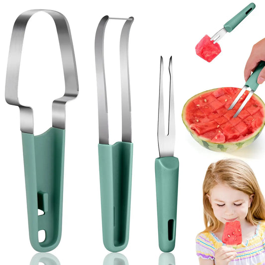 3-In-1 Stainless Steel Watermelon Fork Slicer Cutter