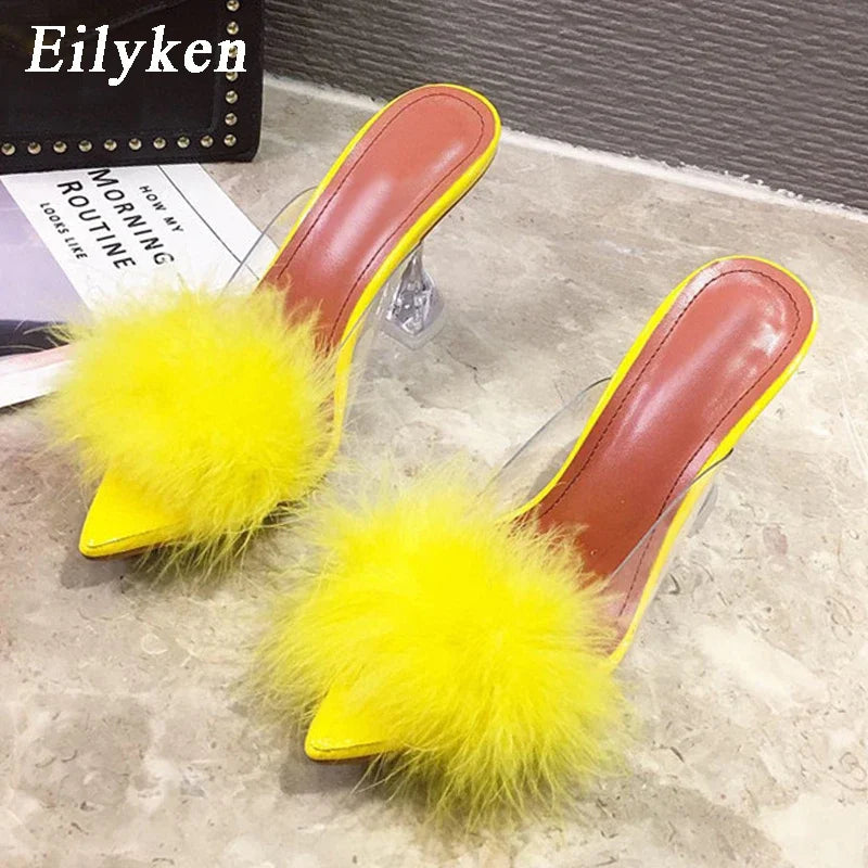 Women's Fashion Furry Slipper Heels