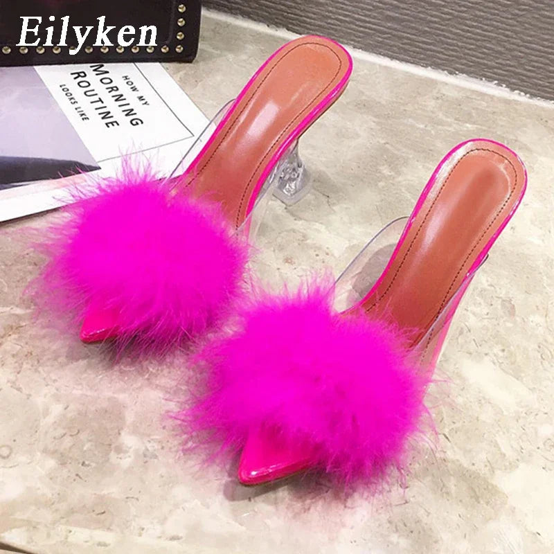 Women's Fashion Furry Slipper Heels
