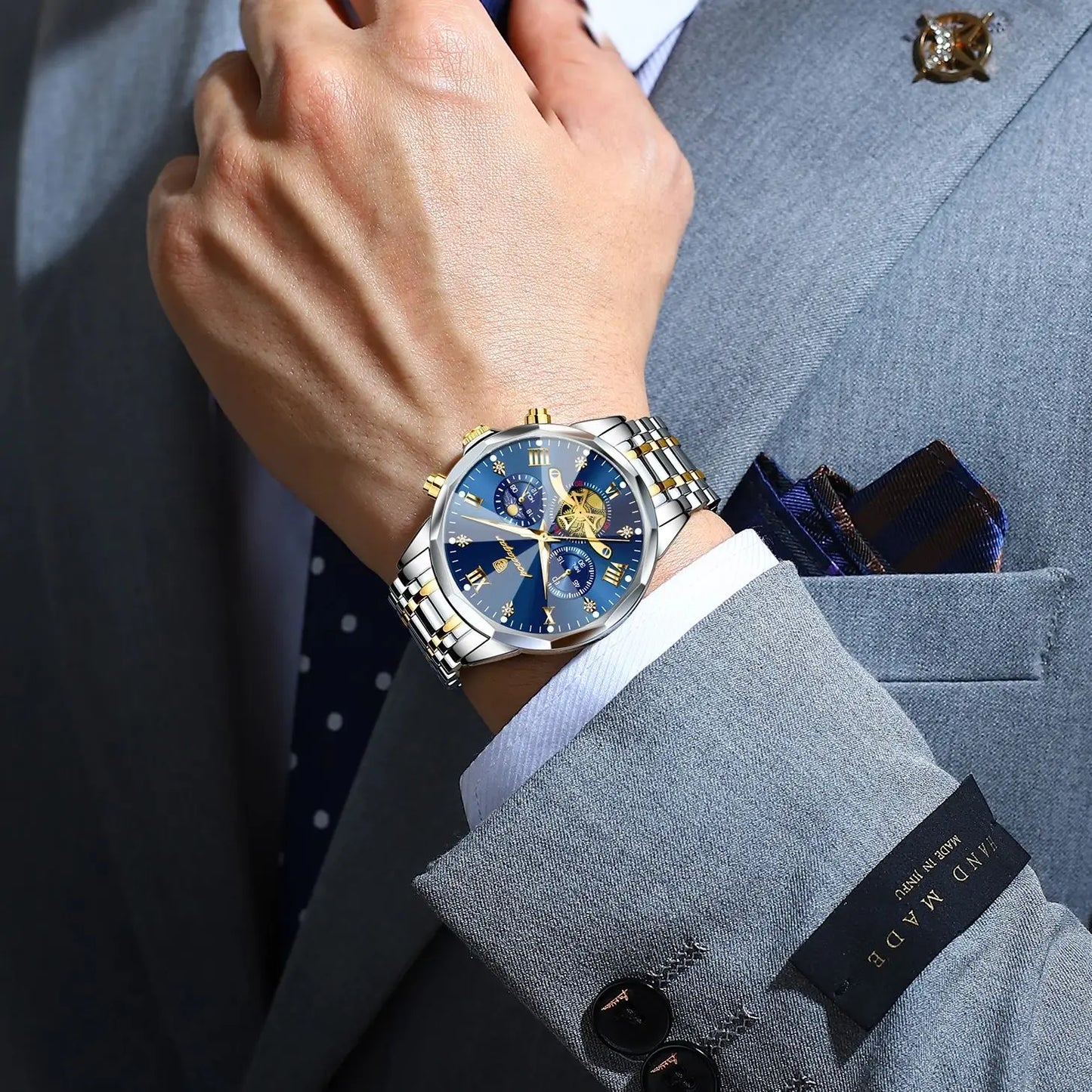 Original Luxury Men's Watch Waterproof Luminous Chronograph Men Wristwatch Stainless Steel Quartz Watches For Man Reloj
