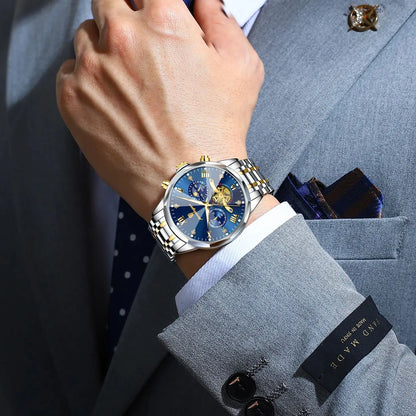 Original Luxury Men's Watch Waterproof Luminous Chronograph Men Wristwatch Stainless Steel Quartz Watches For Man Reloj