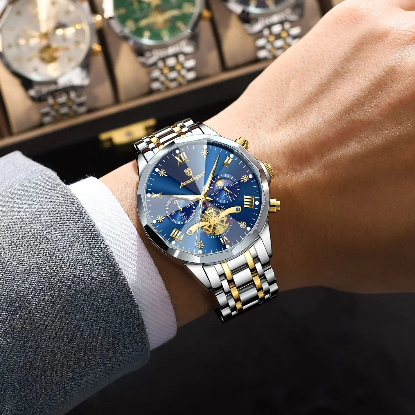 Original Luxury Men's Watch Waterproof Luminous Chronograph Men Wristwatch Stainless Steel Quartz Watches For Man Reloj