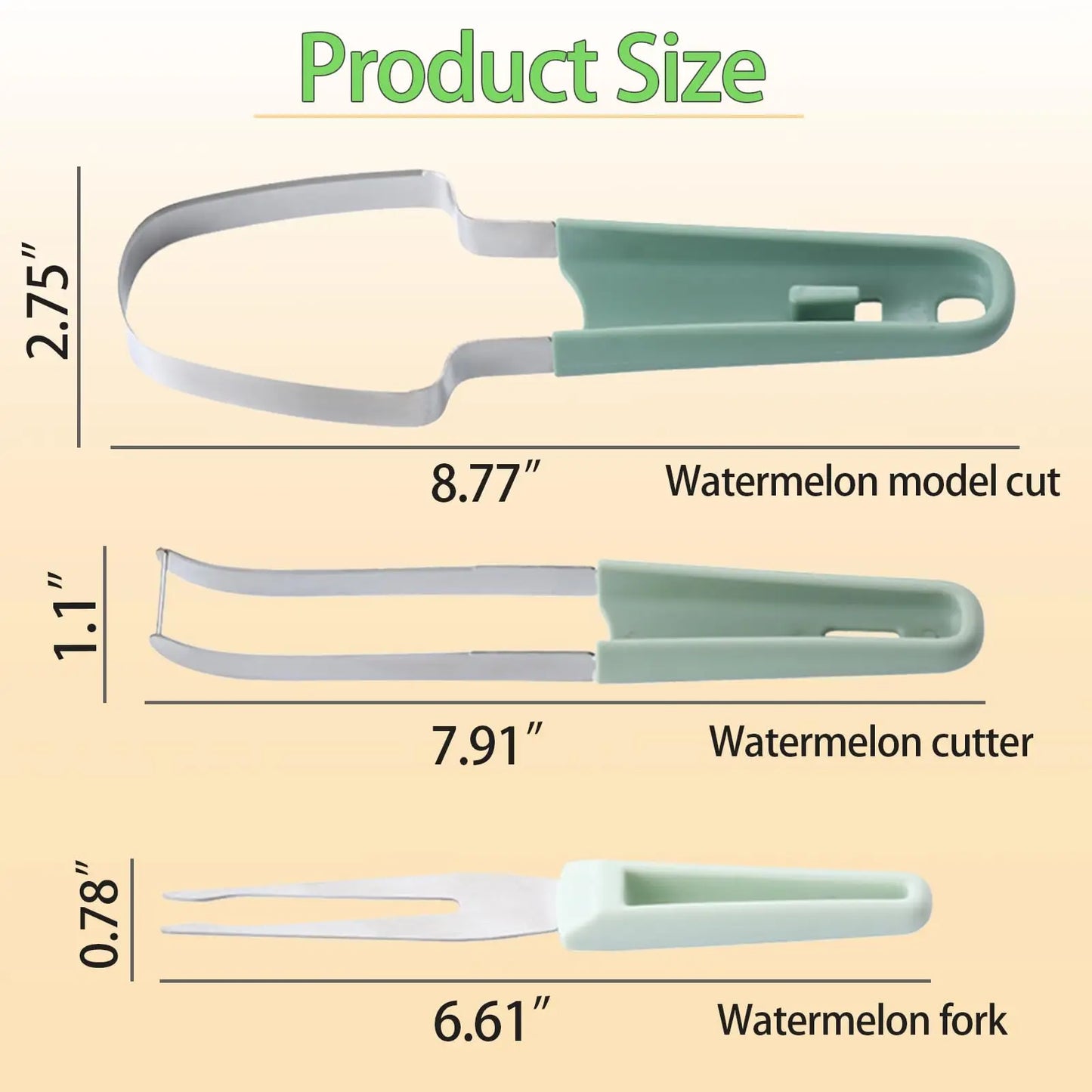 3-In-1 Stainless Steel Watermelon Fork Slicer Cutter