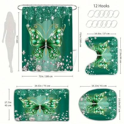 Green Butterfly Bathroom Set
