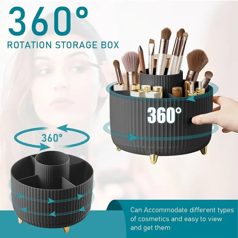 360° Rotating 5 Slot Makeup Brushes Holder Organizer