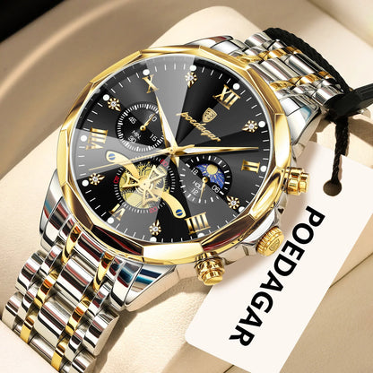 Original Luxury Men's Watch Waterproof Luminous Chronograph Men Wristwatch Stainless Steel Quartz Watches For Man Reloj