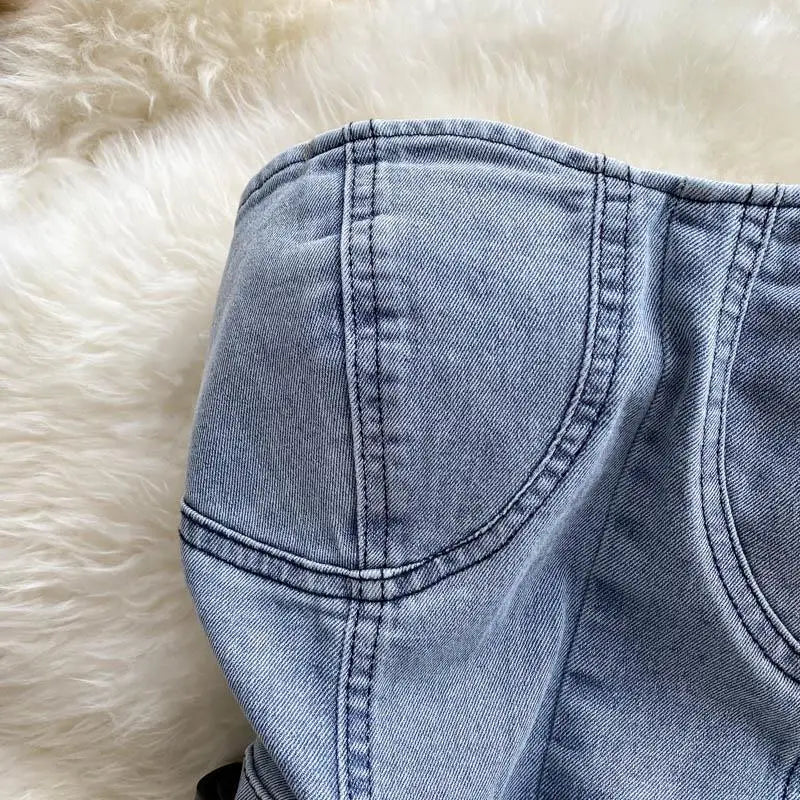 Women's Jean Off Shoulder Denim Jumpsuit