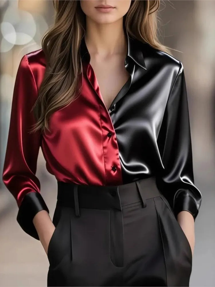 Women's Long Sleeve Turn-Down Collar Single Breasted Shirt