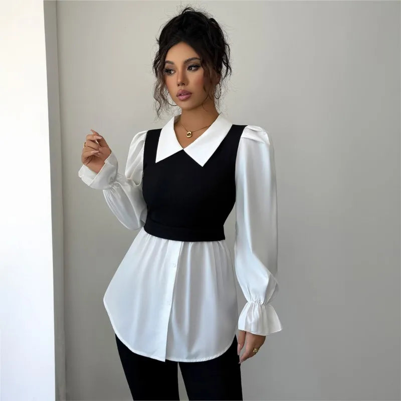 Women's Two-Piece Polo Collar Blouse