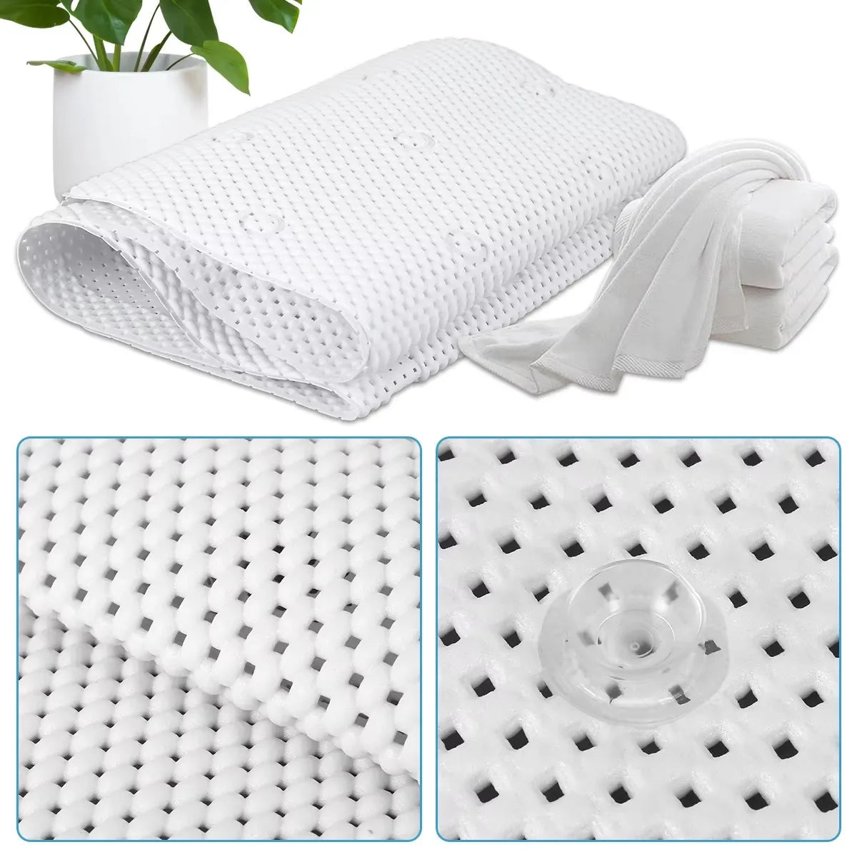 Extra Long Bathtub Mat With Pillow Soft PVC Massage