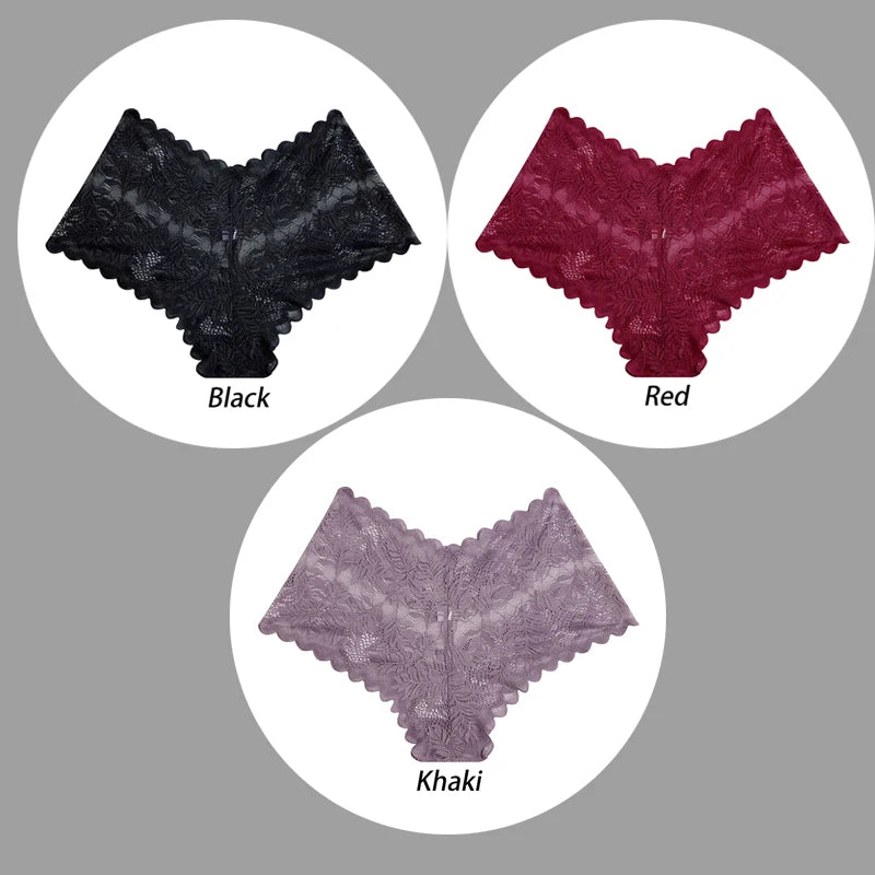 3PCS Underwear Sexy Lace Women Panties