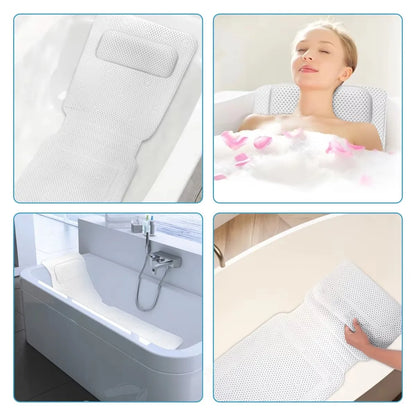 Extra Long Bathtub Mat With Pillow Soft PVC Massage