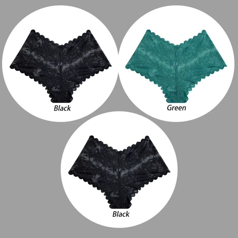 3PCS Underwear Sexy Lace Women Panties