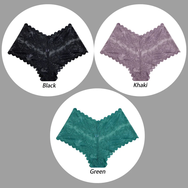 3PCS Underwear Sexy Lace Women Panties