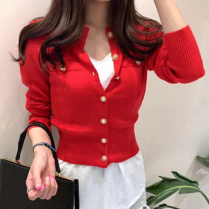 Women's Long Sleeve Cardigan Sweater Knitted