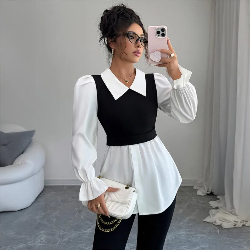 Women's Two-Piece Polo Collar Blouse