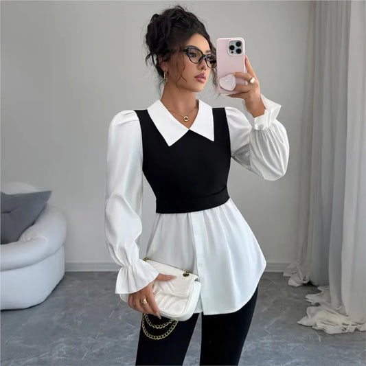 Women's Two-Piece Polo Collar Blouse