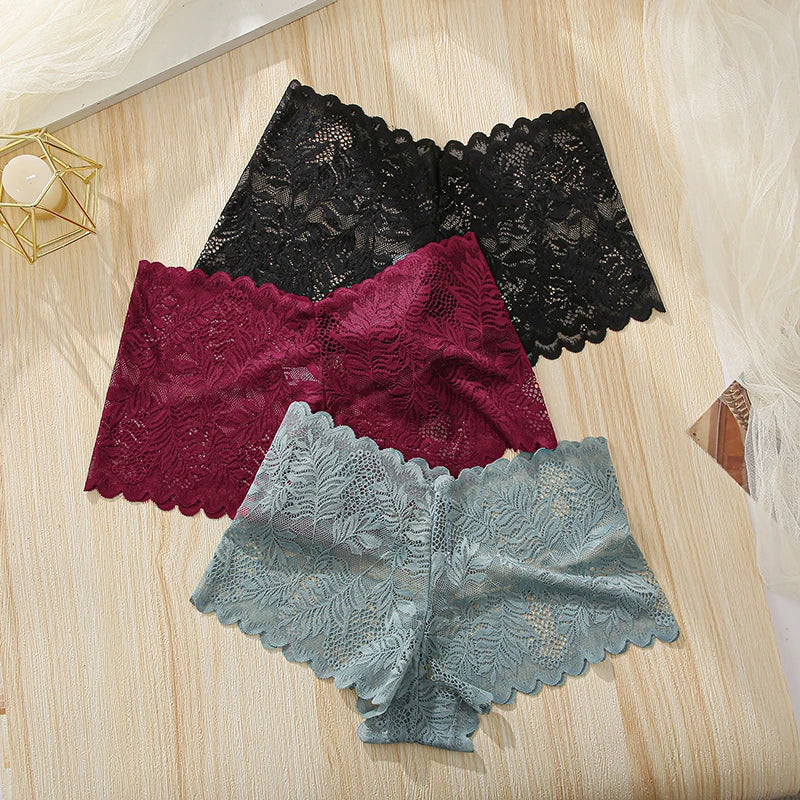 3PCS Underwear Sexy Lace Women Panties