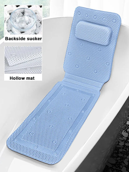 Extra Long Bathtub Mat With Pillow Soft PVC Massage