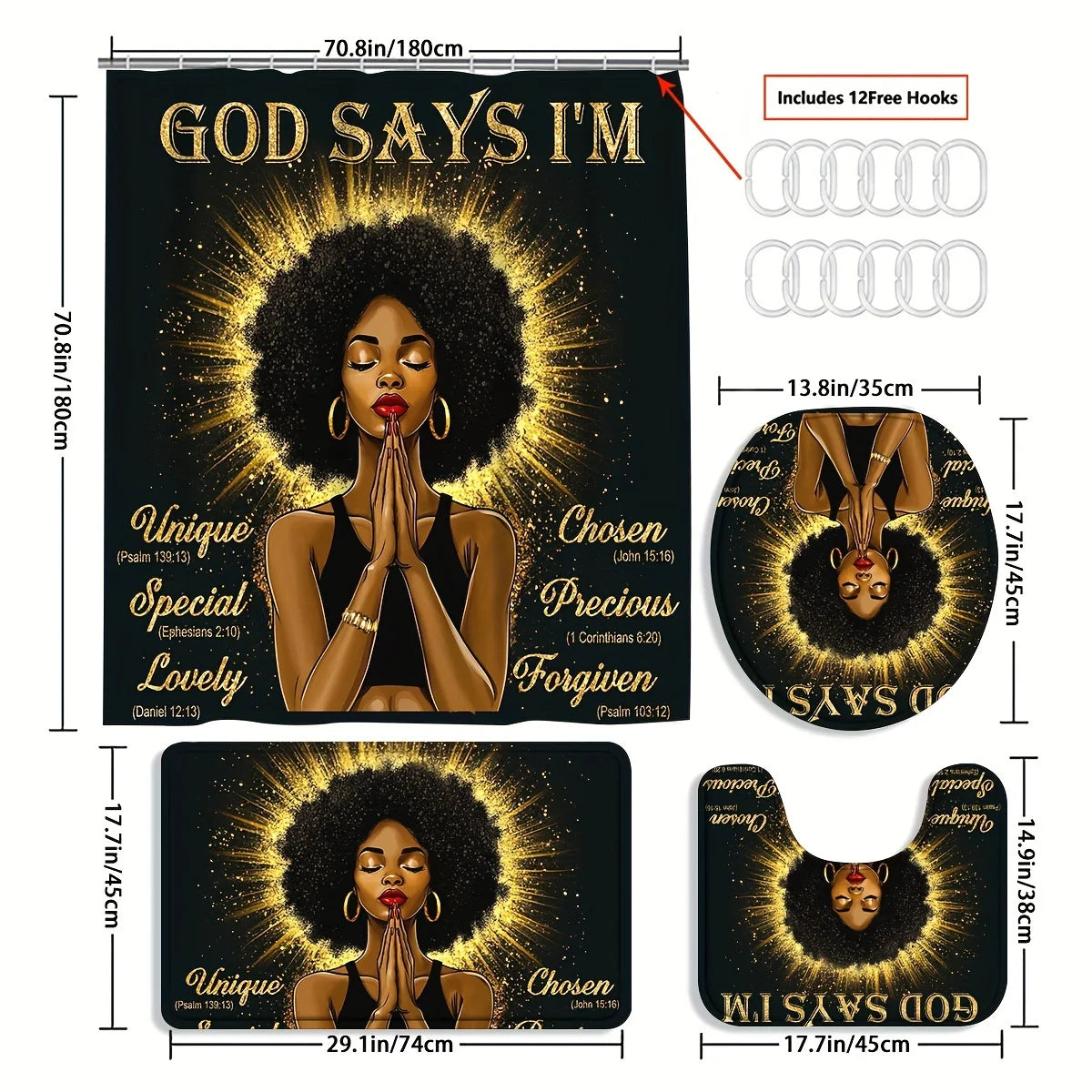 African Girl Prayer 4-Piece Bathroom Set