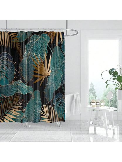 4pcs Emerald Green Shower Curtain Set