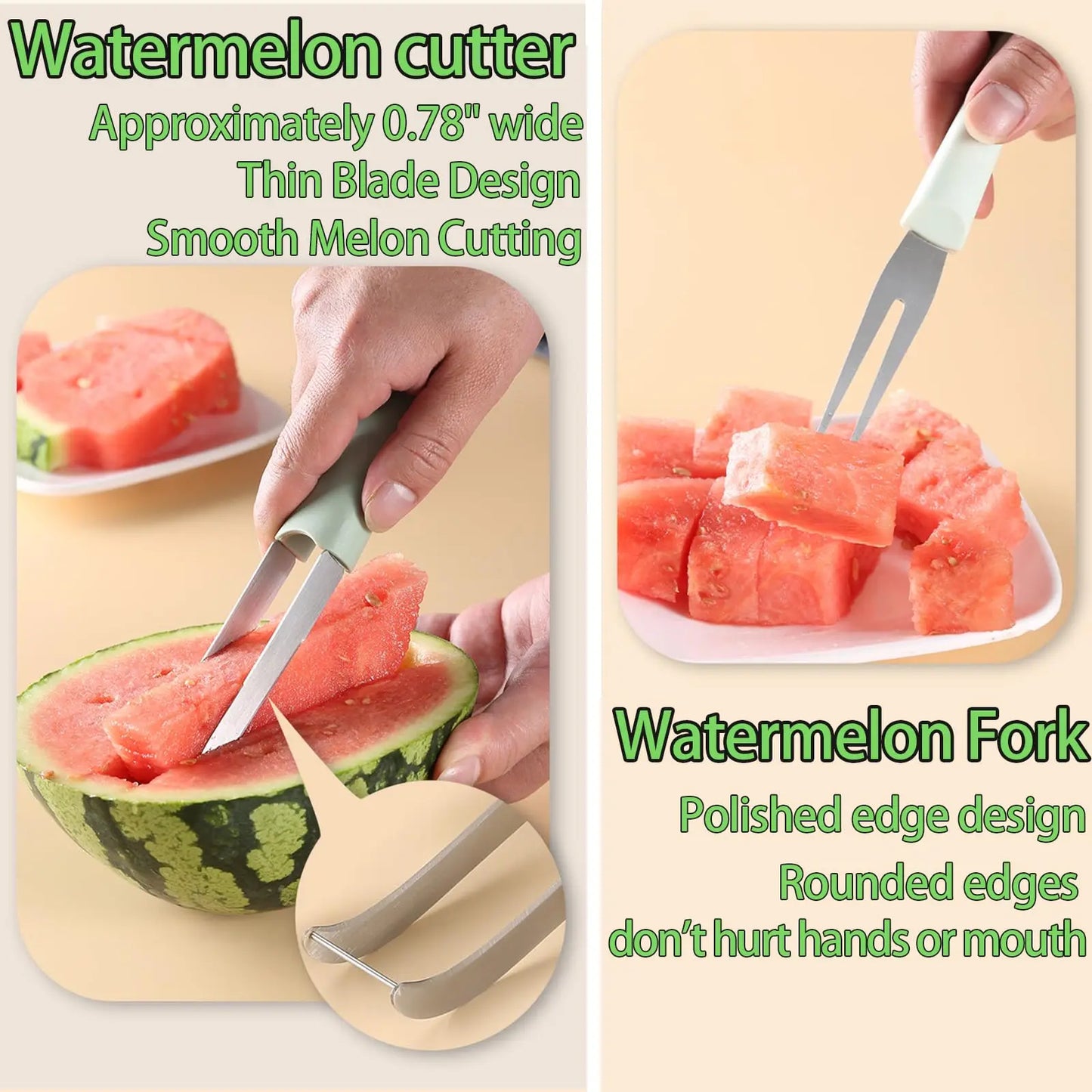 3-In-1 Stainless Steel Watermelon Fork Slicer Cutter