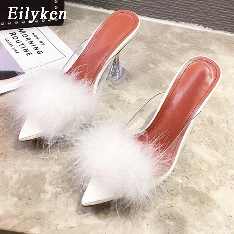 Women's Fashion Furry Slipper Heels