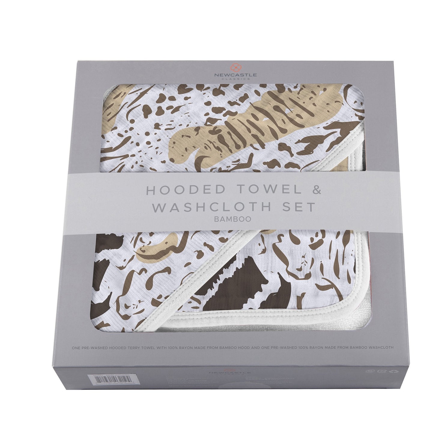 Animal Print Hooded Towel and Washcloth Set