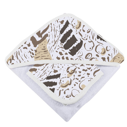 Animal Print Hooded Towel and Washcloth Set