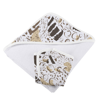Animal Print Hooded Towel and Washcloth Set