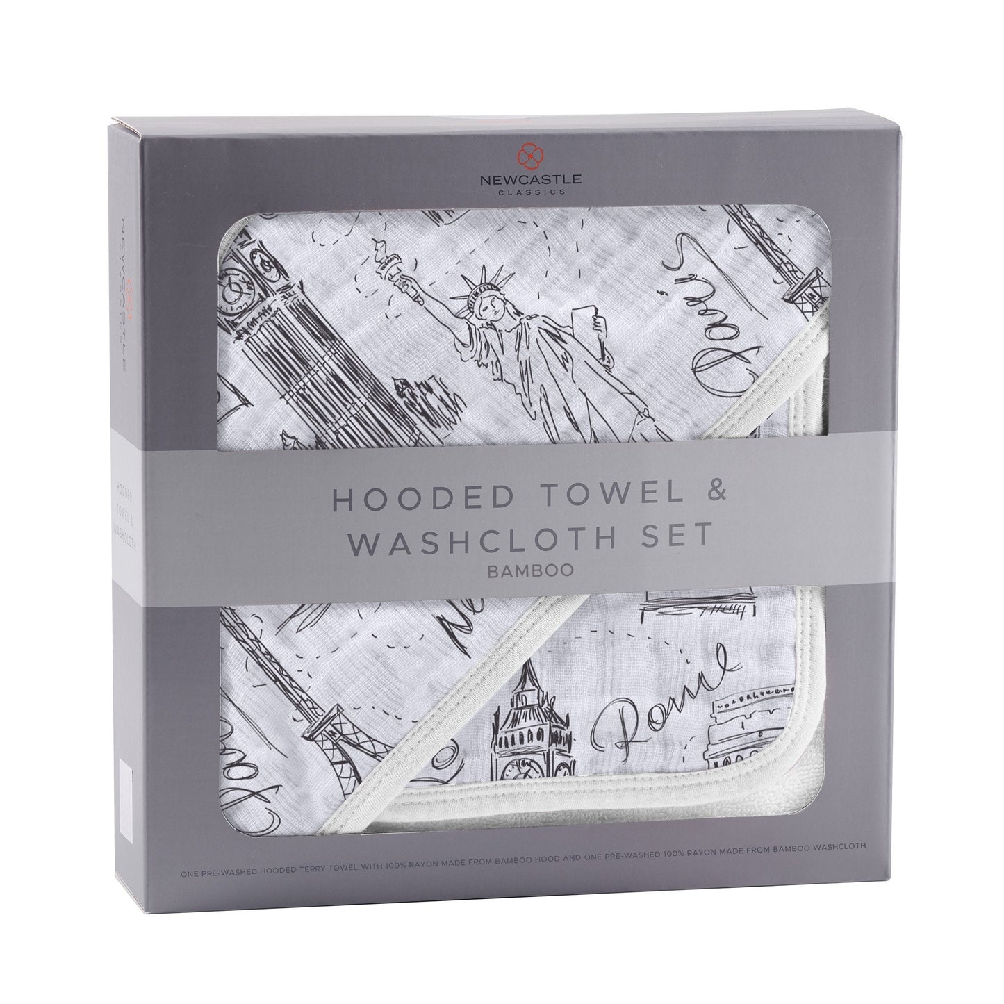 Londo- Paris-New York Hooded Towel and Washcloth Set