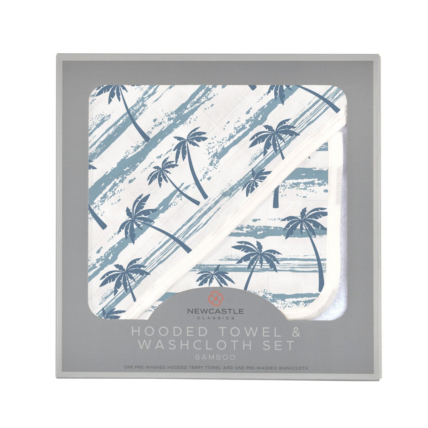Ocean Palm Trees Hooded Towel and Washcloth Set