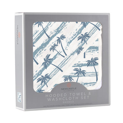 Ocean Palm Trees Hooded Towel and Washcloth Set
