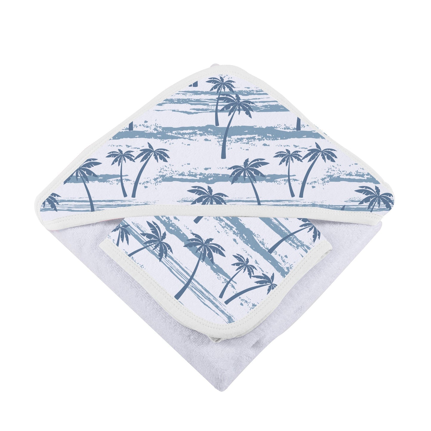 Ocean Palm Trees Hooded Towel and Washcloth Set