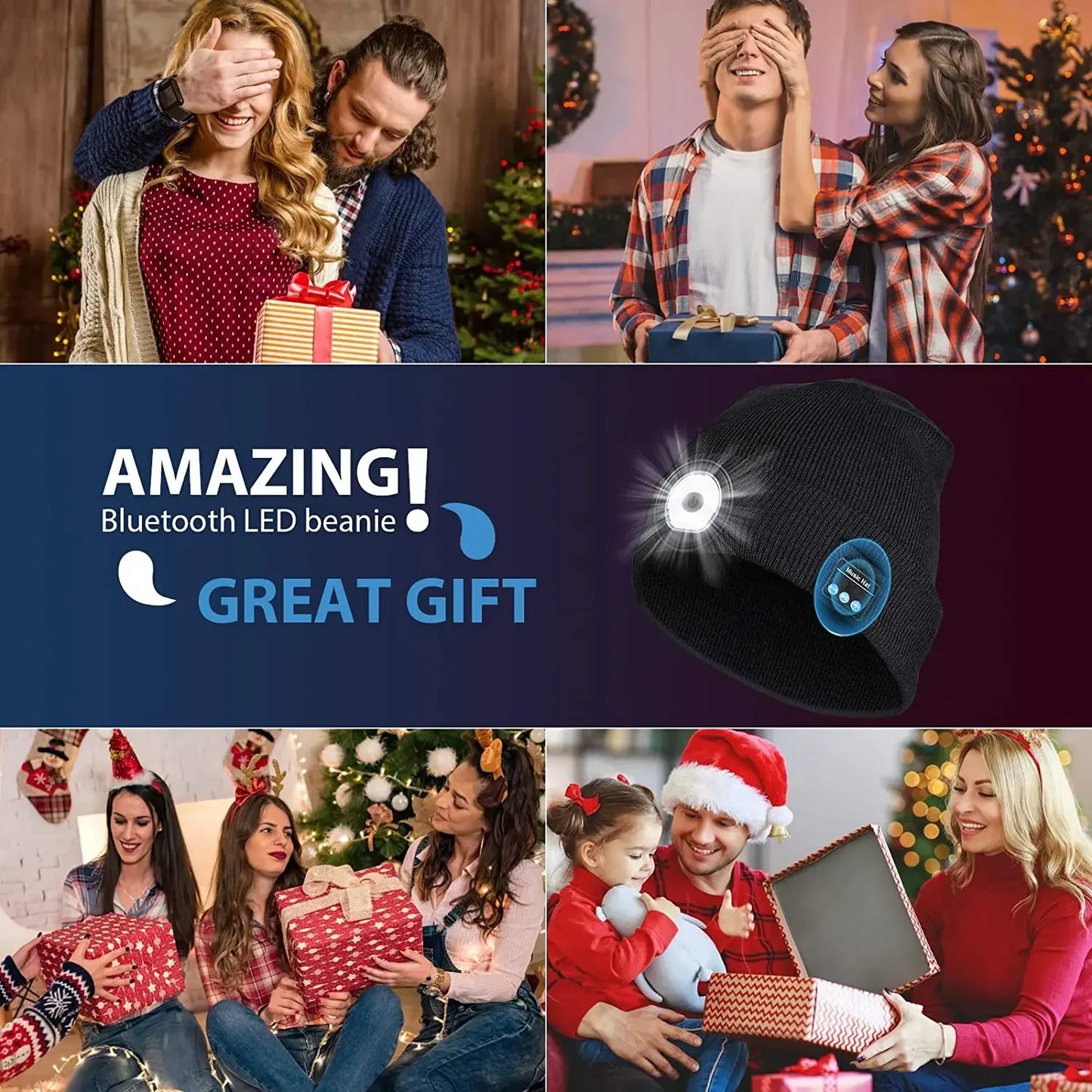 Wireless Bluetooth 5.0 Headphone Beanie Hat With LED Light