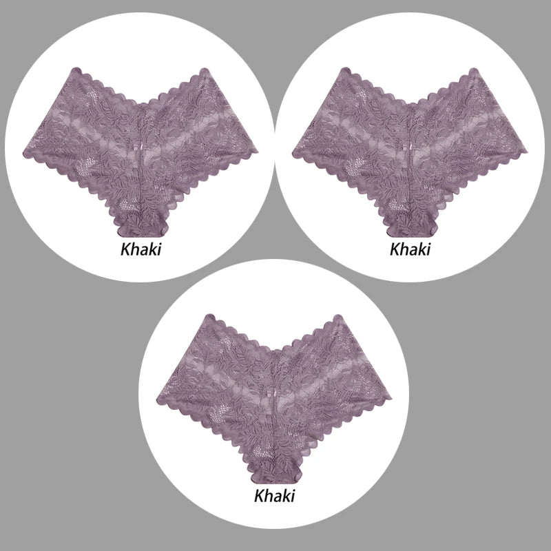 3PCS Underwear Sexy Lace Women Panties