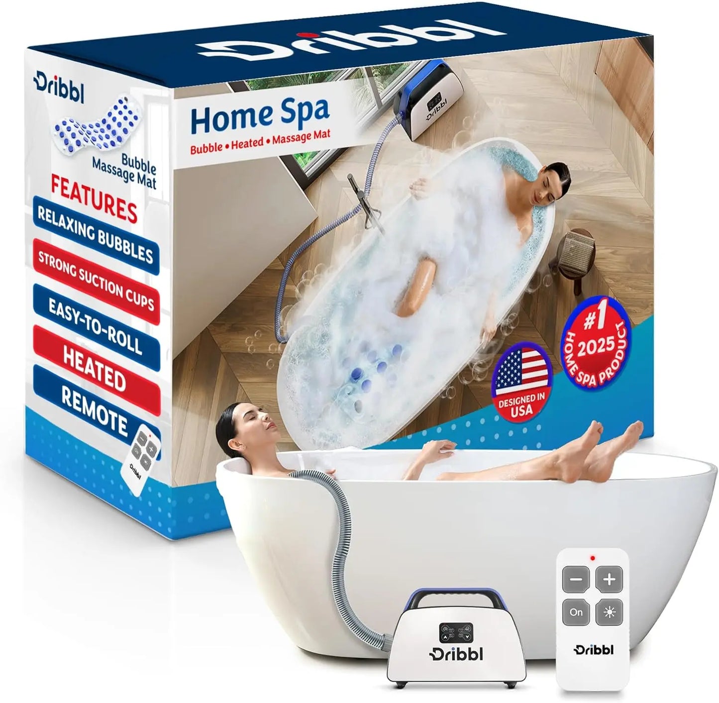 Electric Bubble Massage Bathtub Mat With Heater & Motorized Air Pump