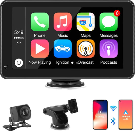 7 Inch Portable Carplay Screen With Wireless CarPlay & Android Auto