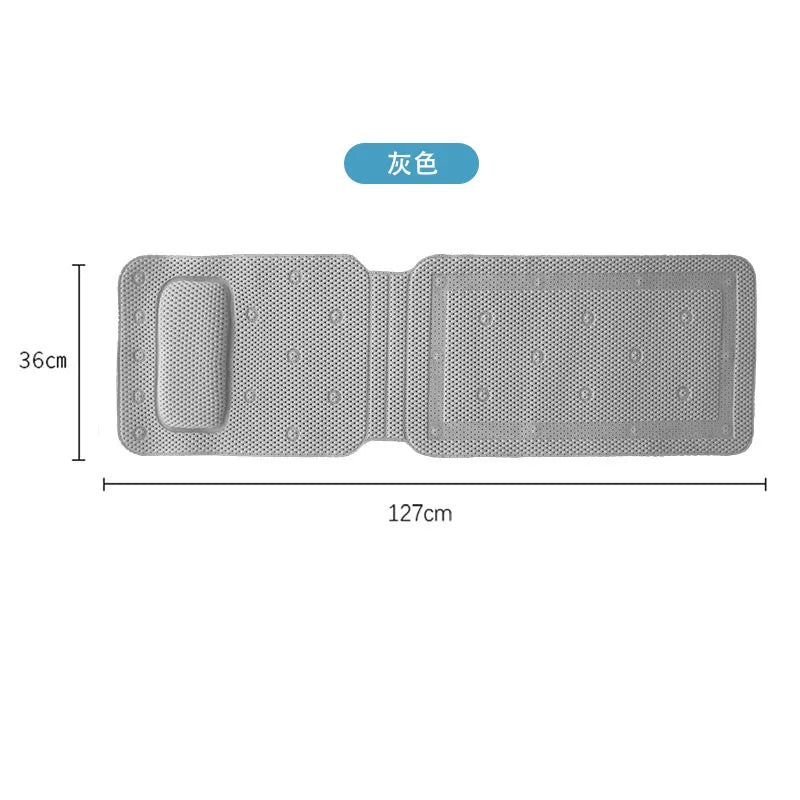Extra Long Bathtub Mat With Pillow Soft PVC Massage