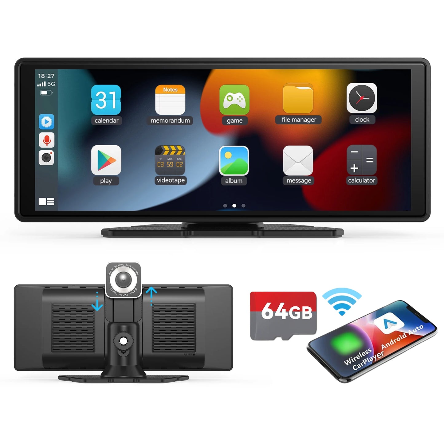 10.26" Inch HD Touchscreen With CarPlay, Bluetooth & Android Auto