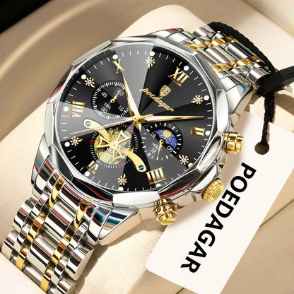 Original Luxury Men's Watch Waterproof Luminous Chronograph Men Wristwatch Stainless Steel Quartz Watches For Man Reloj