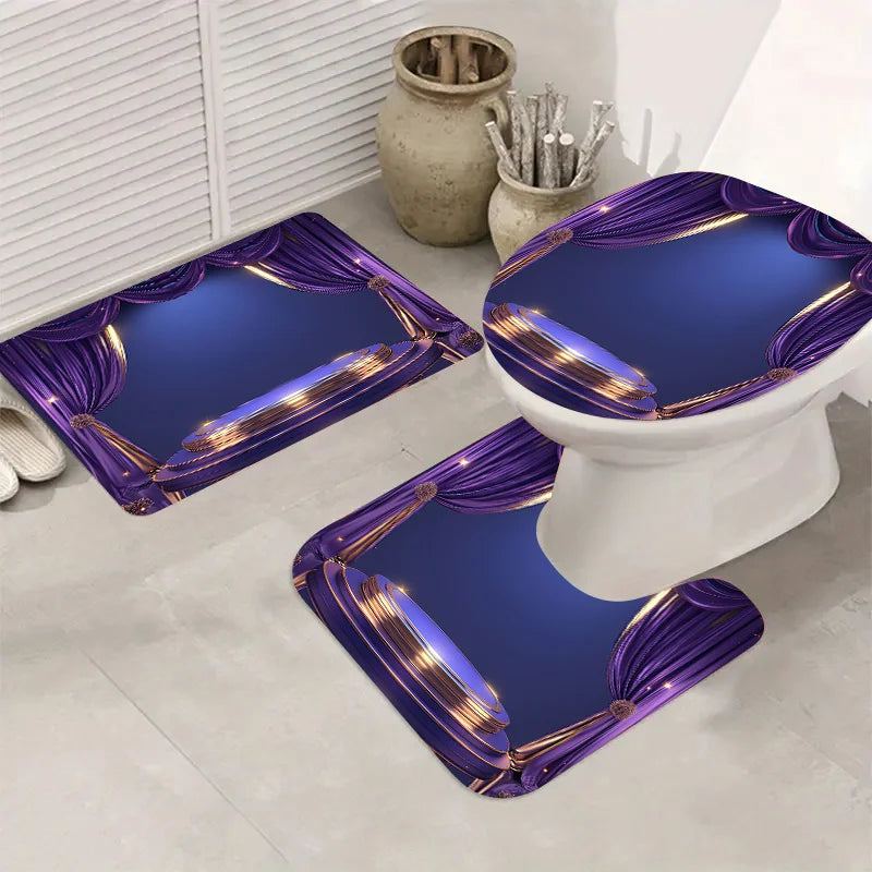 4Pc Purple-Gold Stage-Themed Bathroom Set