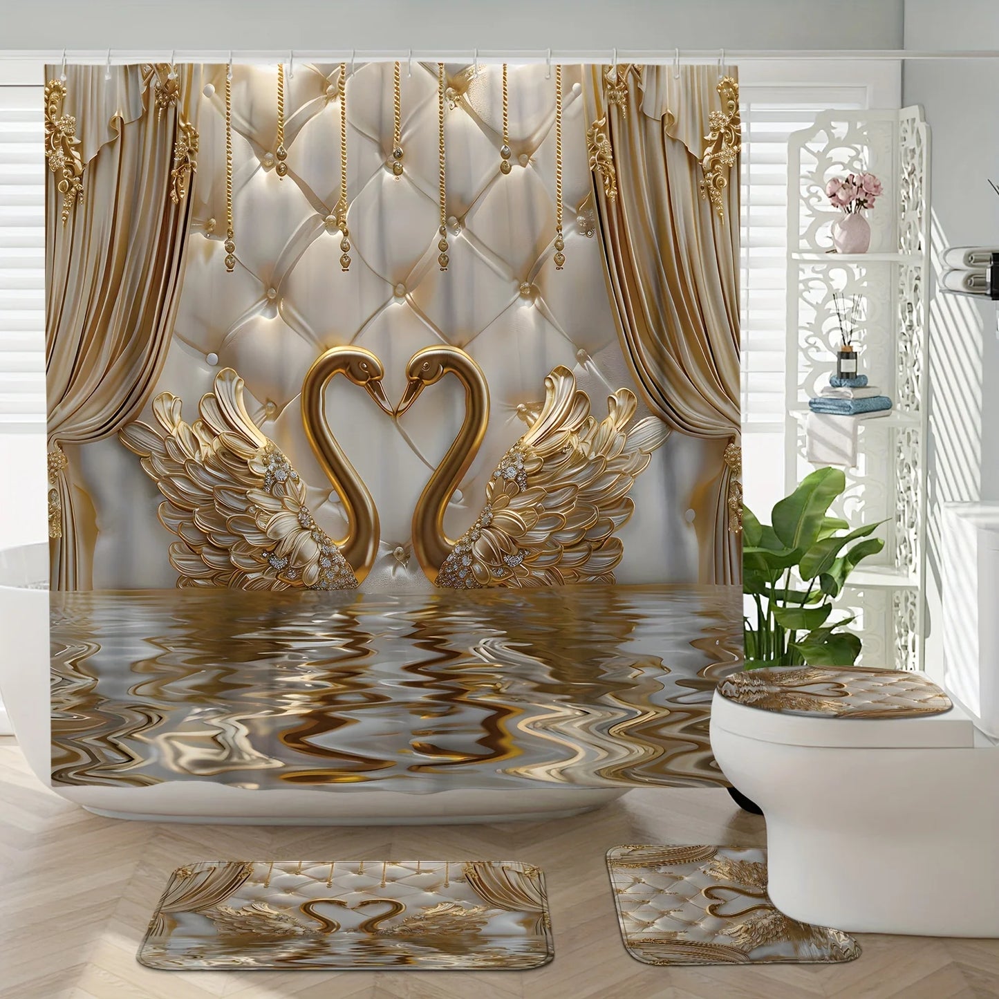 Gold Swan Bathroom Four-Piece Set